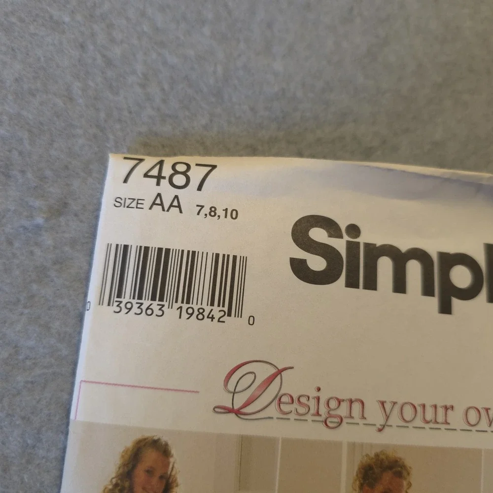 Simplicity 7487 Girls Dress Pattern Size 7 8 10 Vintage 90s Puffy Sleeve Formal